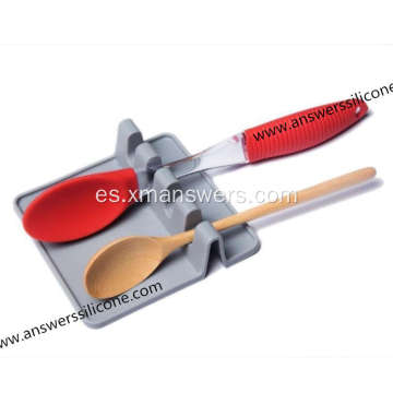 Cuchara de silicona flexible Utensilios de descanso Soporte de cuchara Cocina